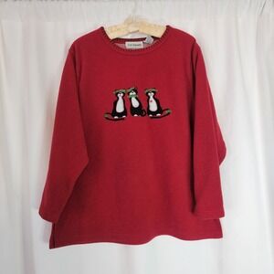 Vintage Ugly Christmas Sweater Embroidered Cats Womens 1X Sweatshirt Fleece‎